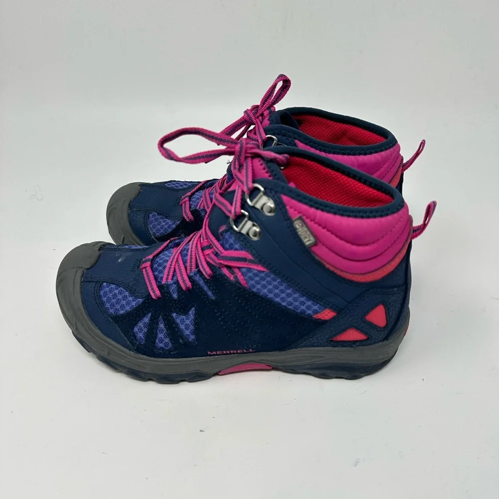 Merrell Navy Pink Purple Kids Waterproof Hiker Boot